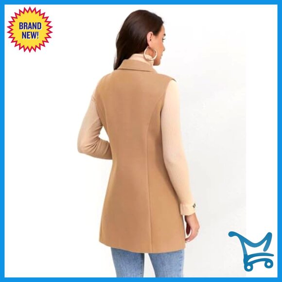 Sleeveless Wool Plaid Vest Blazer Slim Fit Casual Long Vest - Picture 6 of 6